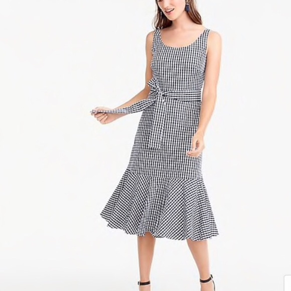 J. CREW Ruffle Hem Gingham Dress